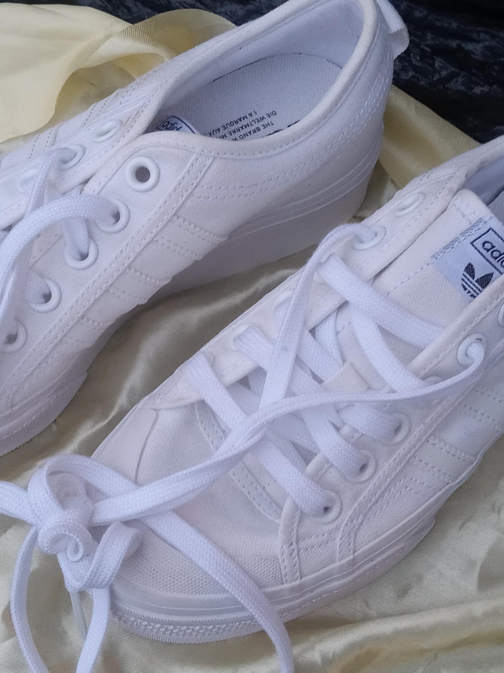 adidas White Canvas High-Top Sneakers